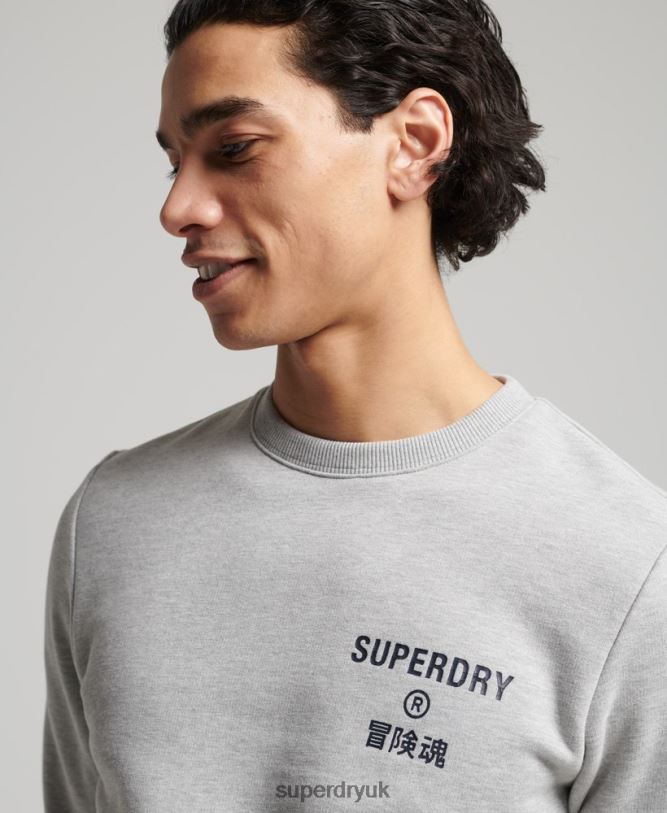 Corporate Logo Marl Crew Sweatshirt Men Grey Clothing Superdry 66N8N5179