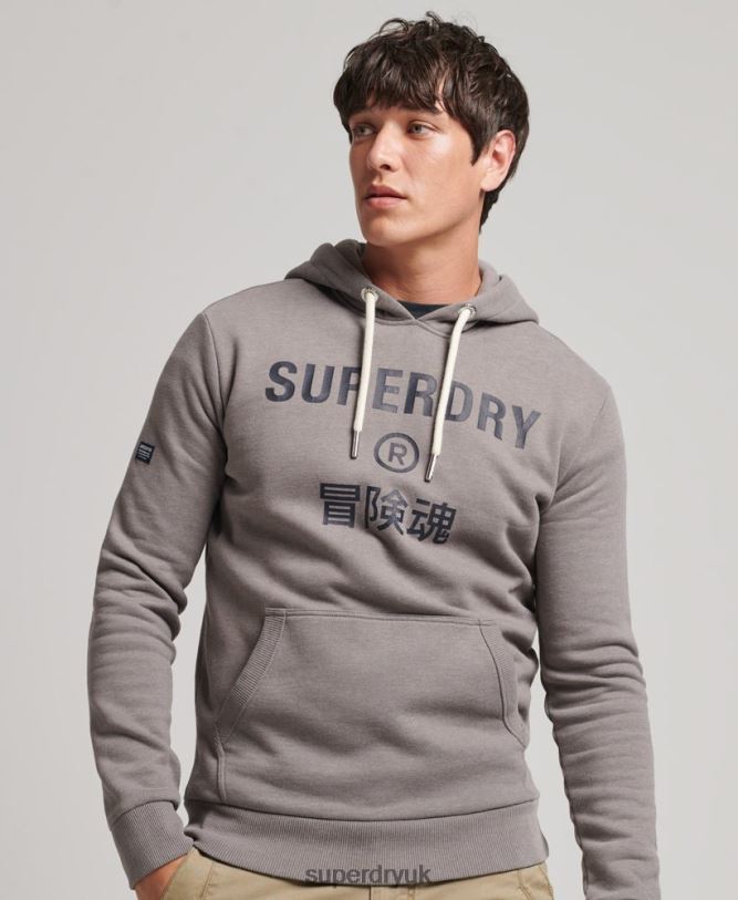 Corporation Logo Marl Hoodie Men Grey Clothing Superdry 66N8N5004