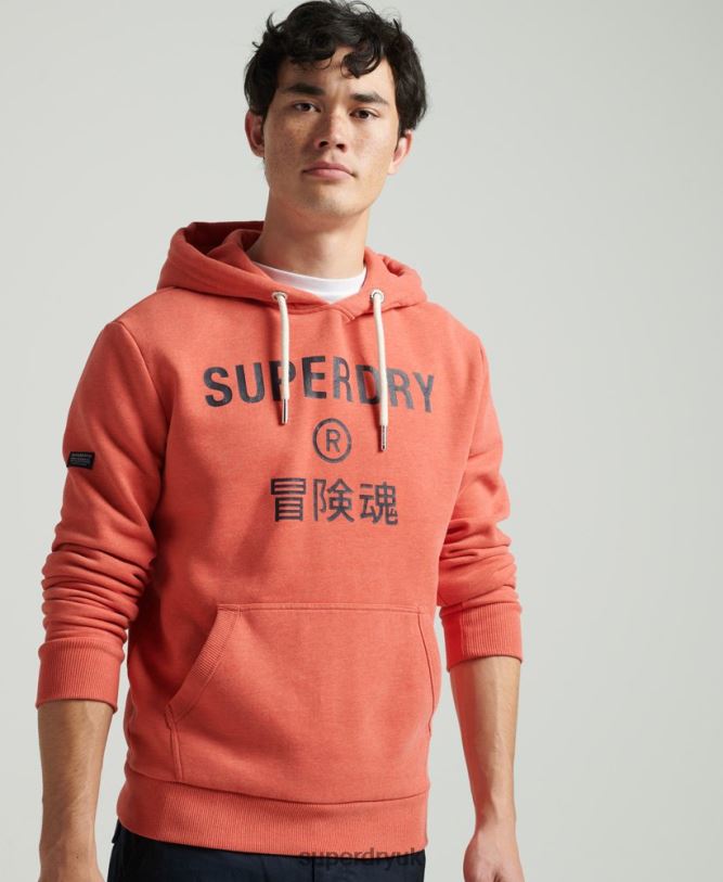 Corporation Logo Marl Hoodie Men Orange Clothing Superdry 66N8N5131