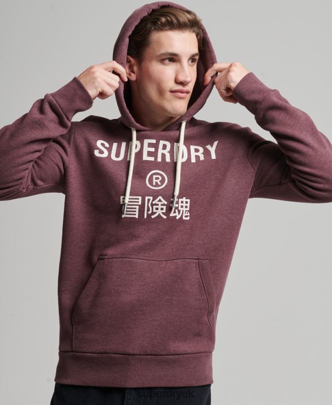 Corporation Logo Marl Hoodie Men Red Clothing Superdry 66N8N5072