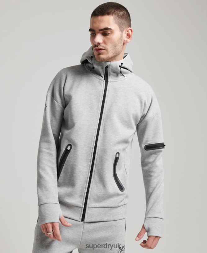 Gymtech Zip Hoodie Men Grey Clothing Superdry 66N8N677