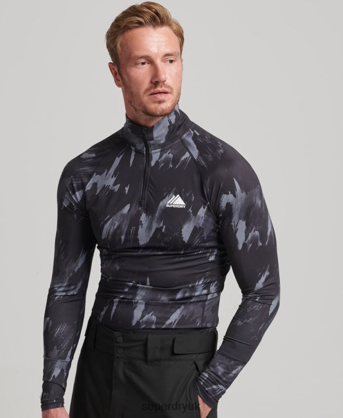 Half Zip Base Layer Top Men Black Clothing Superdry 66N8N1387