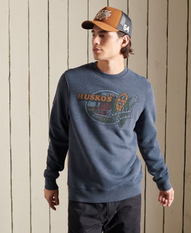 Heritage Mountain Crew Sweatshirt Men Navy Clothing Superdry 66N8N846