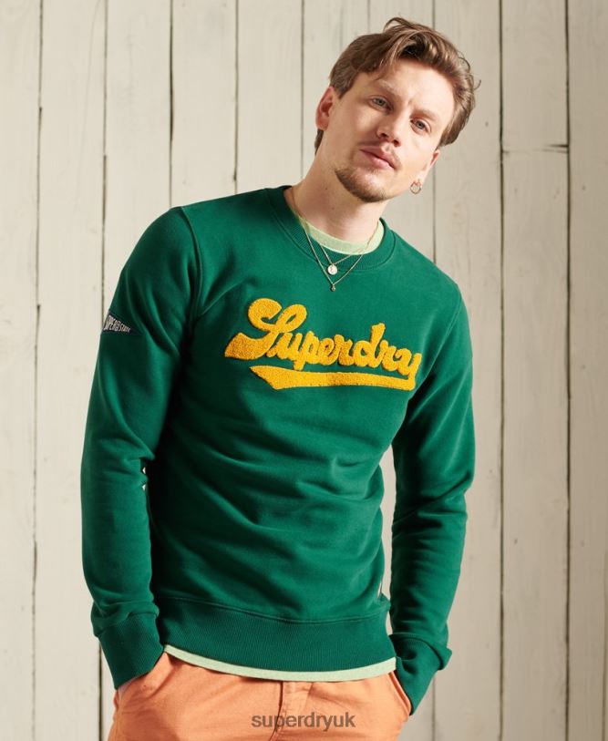 Limited Edition College Chenille Sweatshirt Men Green Clothing Superdry 66N8N868