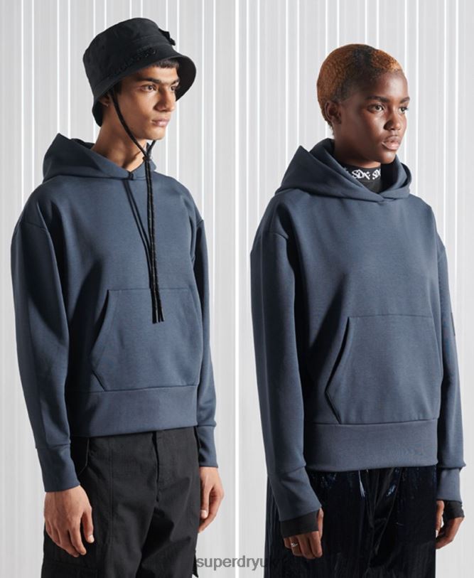 Limited Edition SDX Box Drop Hoodie Men Dark Blue Clothing Superdry 66N8N896