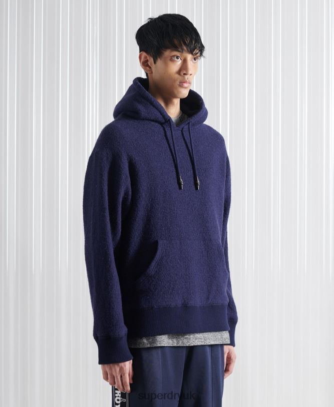Limited Edition SDX Wool Overhead Hoodie Men Dark Blue Clothing Superdry 66N8N898