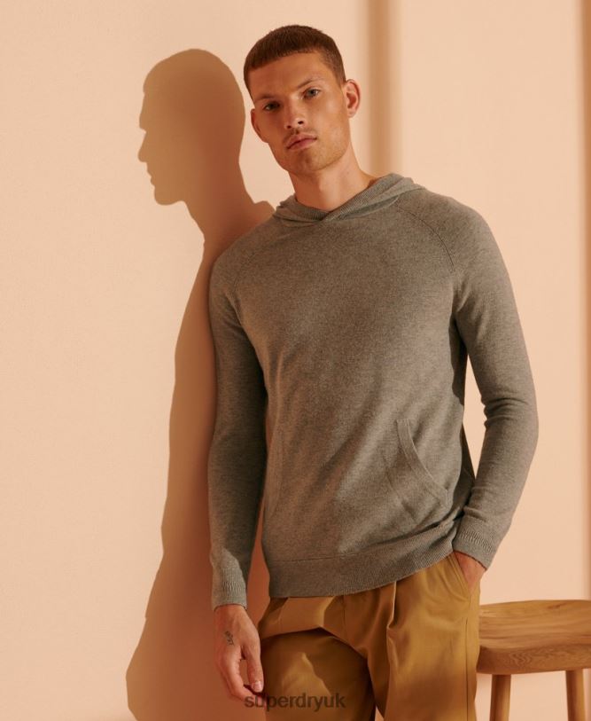 Limited Edition Yak Knit Hoodie Men Light Grey Clothing Superdry 66N8N5354
