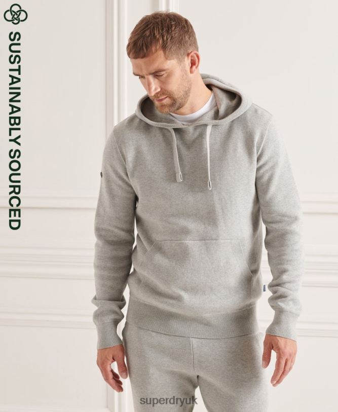 Organic Cotton Essential Hoodie Men Light Grey Clothing Superdry 66N8N5207