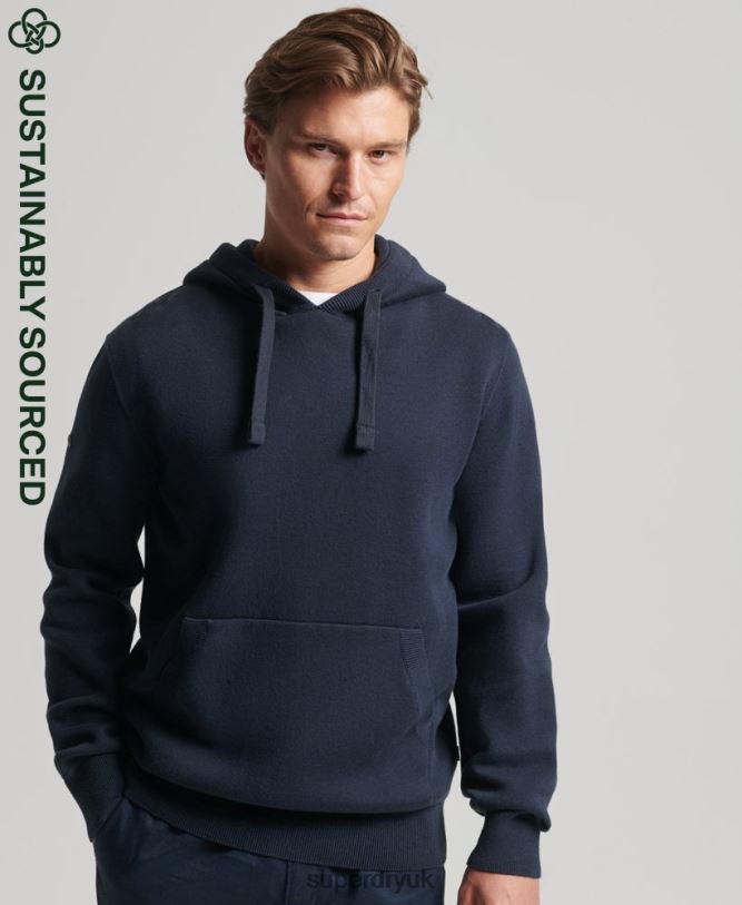 Organic Cotton Essential Hoodie Men Navy Clothing Superdry 66N8N5050