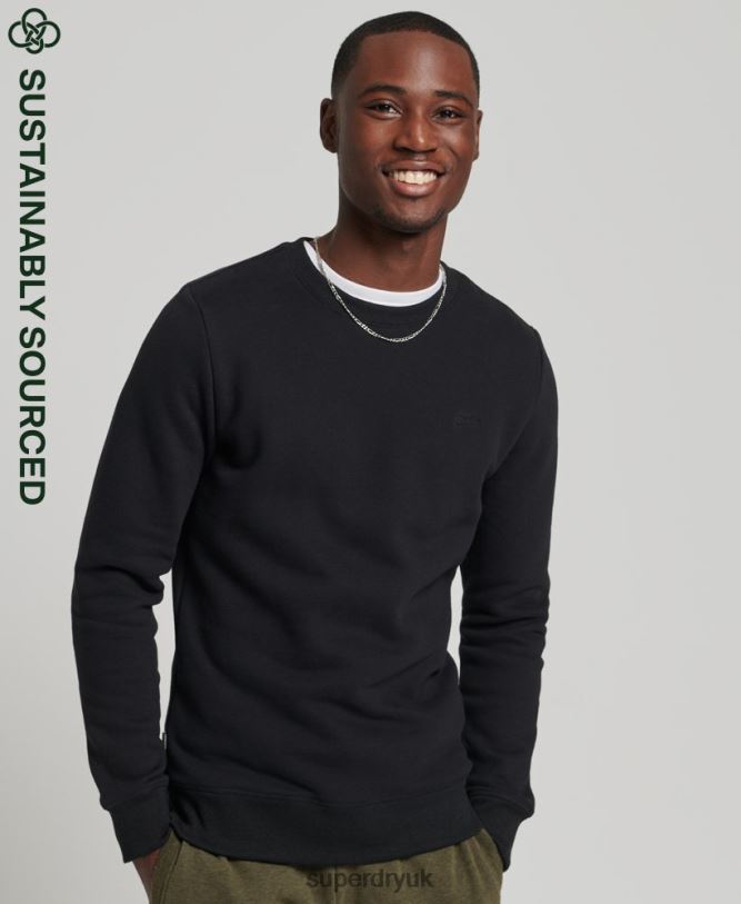 Organic Cotton Vintage Logo Crew Sweatshirt Men Black Clothing Superdry 66N8N527