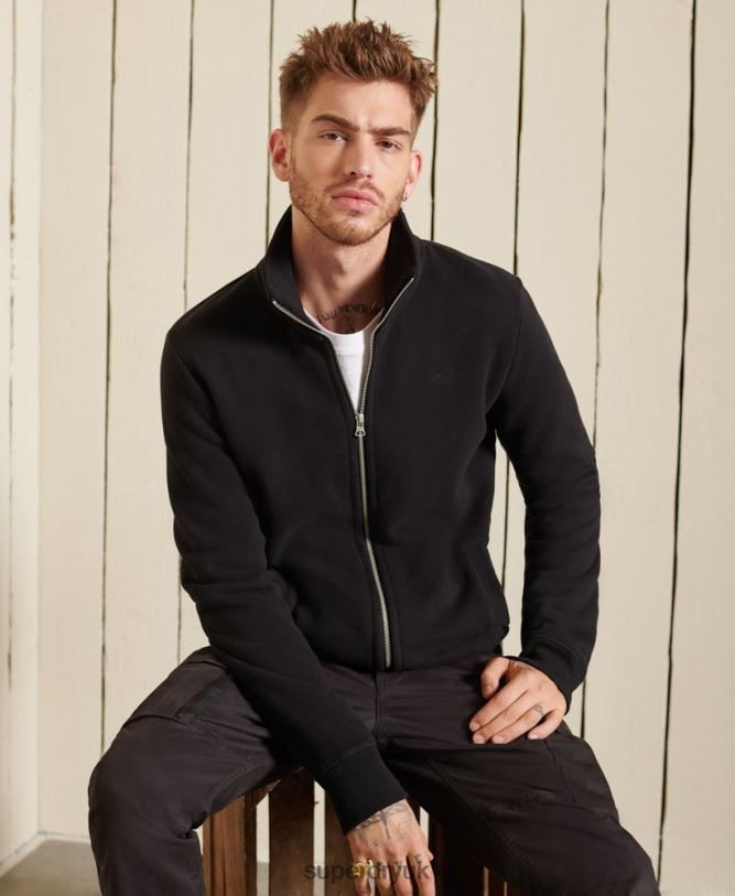 Organic Cotton Vintage Logo Zip Track Top Men Black Clothing Superdry 66N8N5211