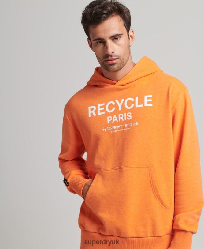 Recycled City Hoodie Men Orange Clothing Superdry 66N8N747