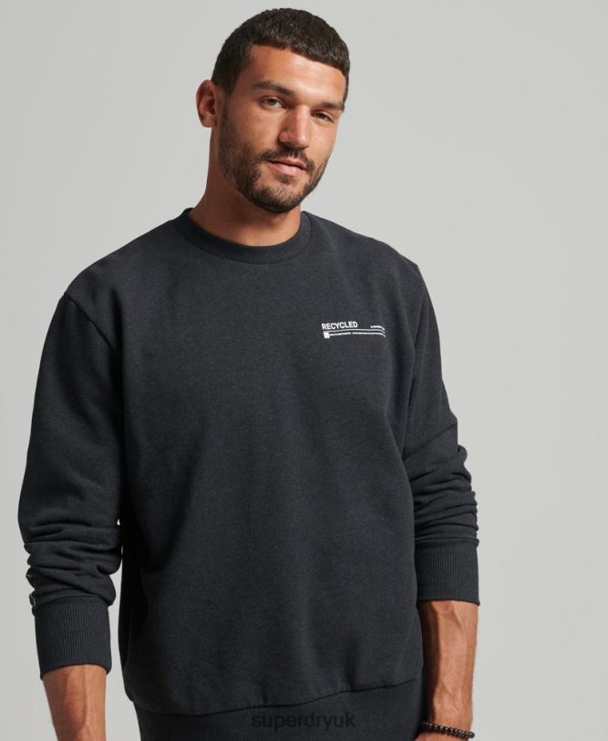 Recycled Micro Top Crew Sweatshirt Men Black Clothing Superdry 66N8N889