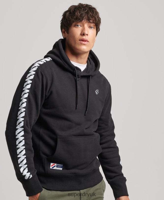 S Logo Tape Hoodie Men Black Clothing Superdry 66N8N563
