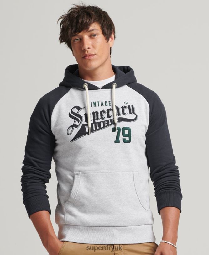Scripted College Hoodie Men Grey Clothing Superdry 66N8N851