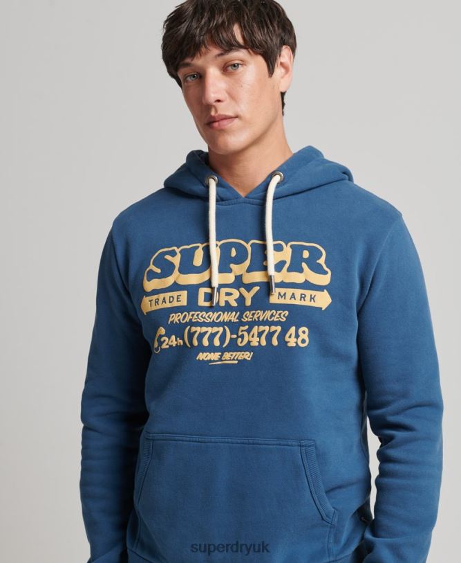 Sign Writer Hoodie Men Blue Clothing Superdry 66N8N5107
