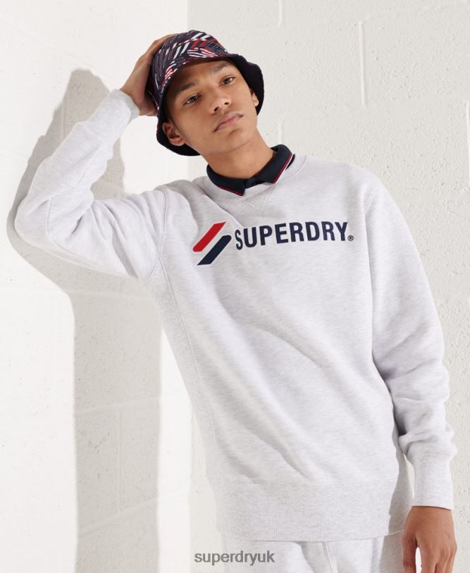 Sportstyle Applique Sweatshirt Men Light Grey Clothing Superdry 66N8N5108