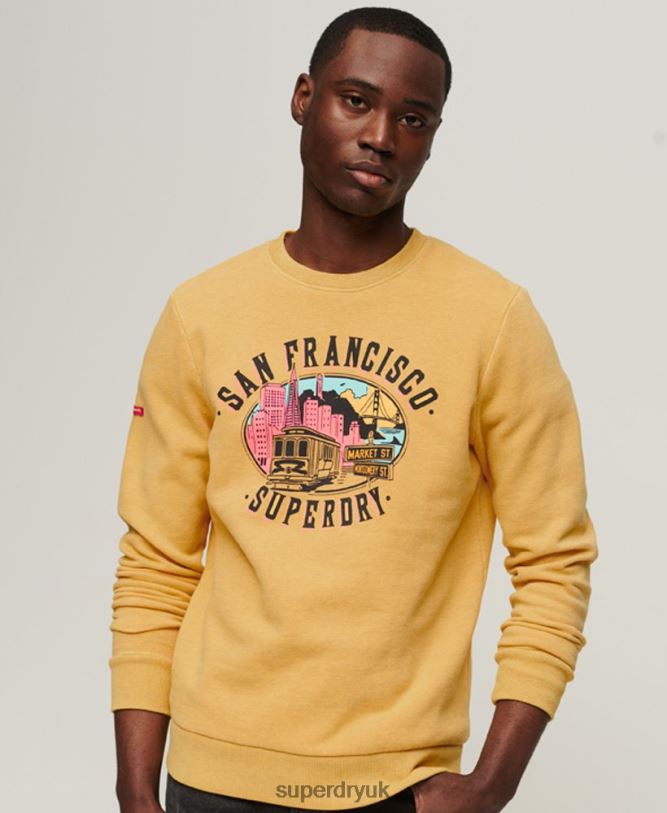 Vintage City Souvenir Crew Sweatshirt Men Yellow Clothing Superdry 66N8N606