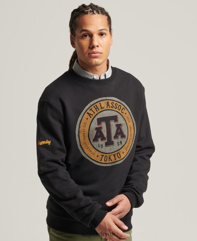 Vintage Collegiate Crew Sweatshirt Men Black Clothing Superdry 66N8N845