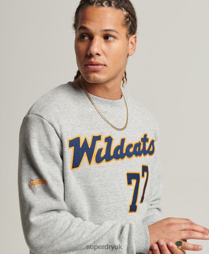 Vintage Collegiate Crew Sweatshirt Men Grey Clothing Superdry 66N8N5078