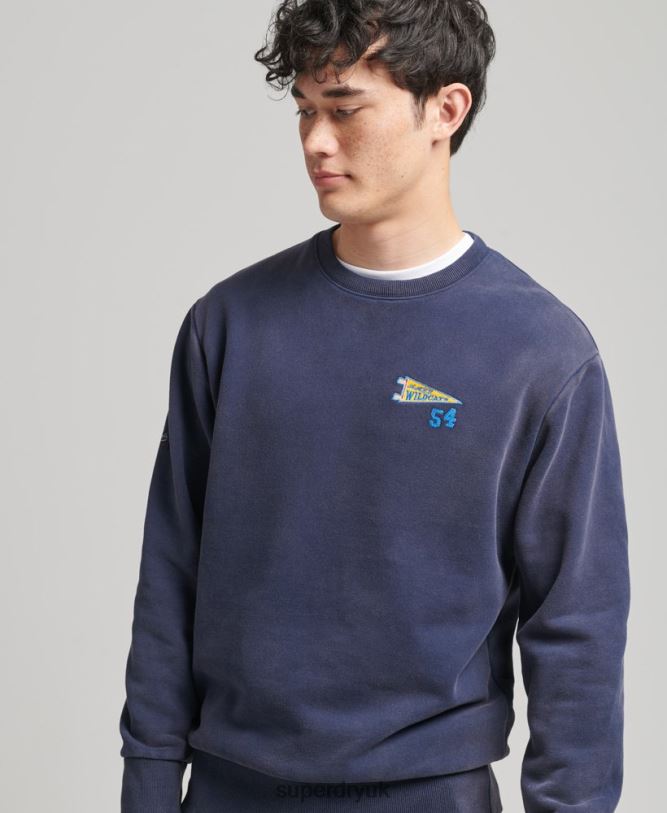 Vintage Collegiate Crew Sweatshirt Men Navy Clothing Superdry 66N8N5039