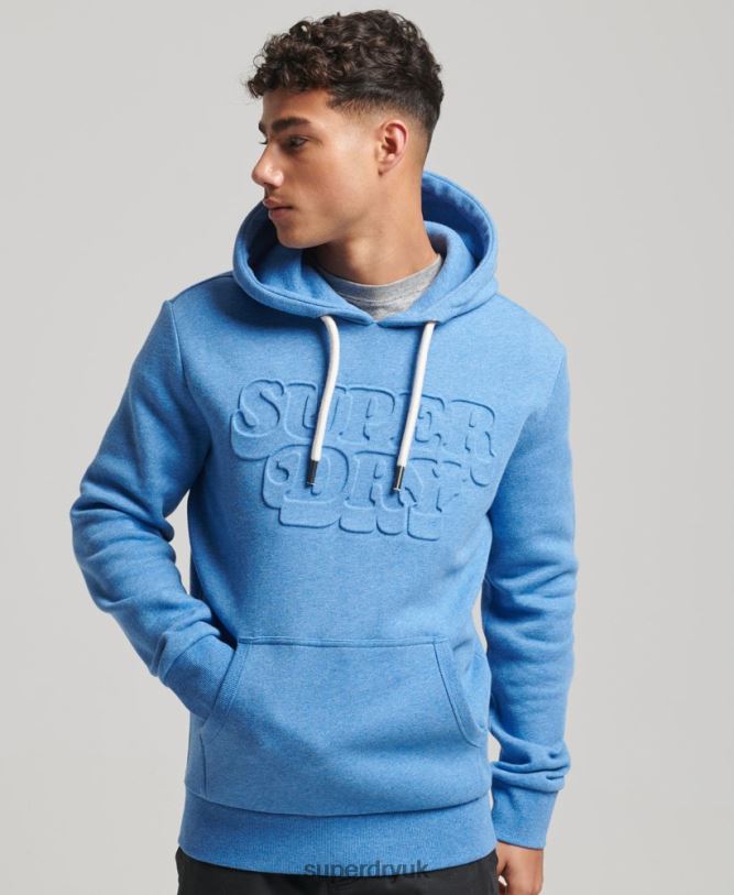 Vintage Cooper Class Embossed Hoodie Men Blue Clothing Superdry 66N8N798
