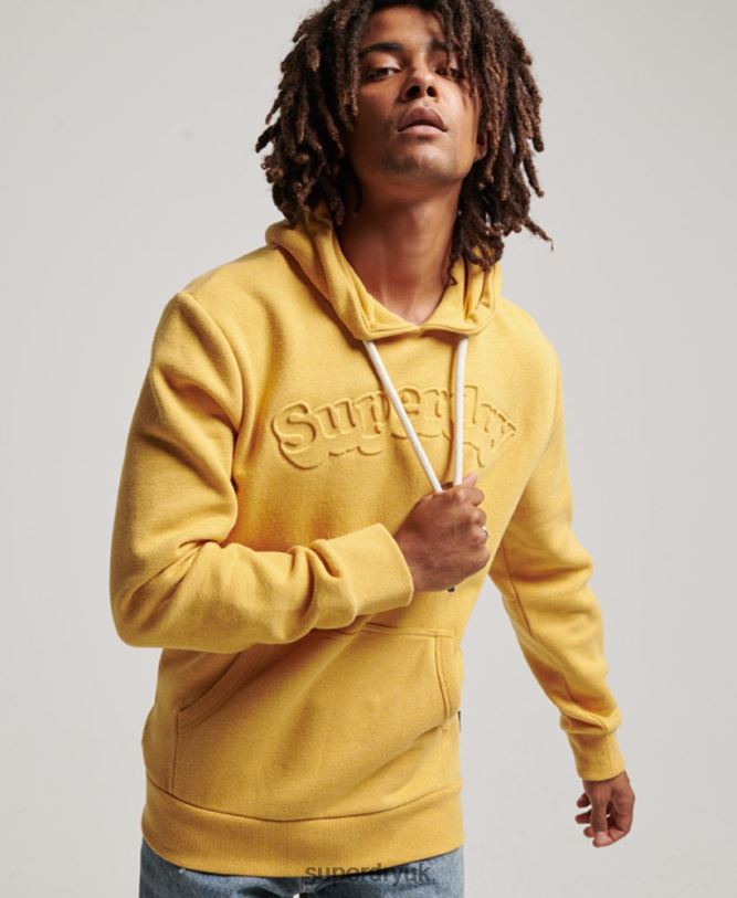 Vintage Cooper Class Embossed Hoodie Men Yellow Clothing Superdry 66N8N692