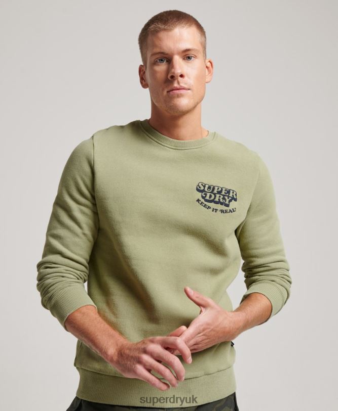Vintage Cooper Classic Crew Sweatshirt Men Green Clothing Superdry 66N8N736