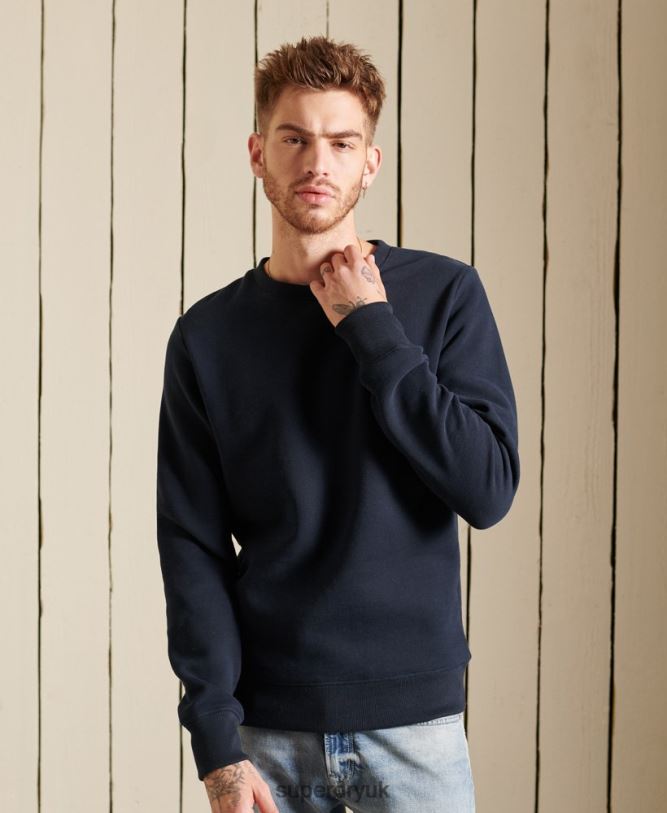 Vintage Logo Embroidered Crew Sweatshirt Men Navy Clothing Superdry 66N8N749