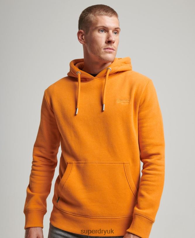 Vintage Logo Embroidered Hoodie Men Yellow Clothing Superdry 66N8N650