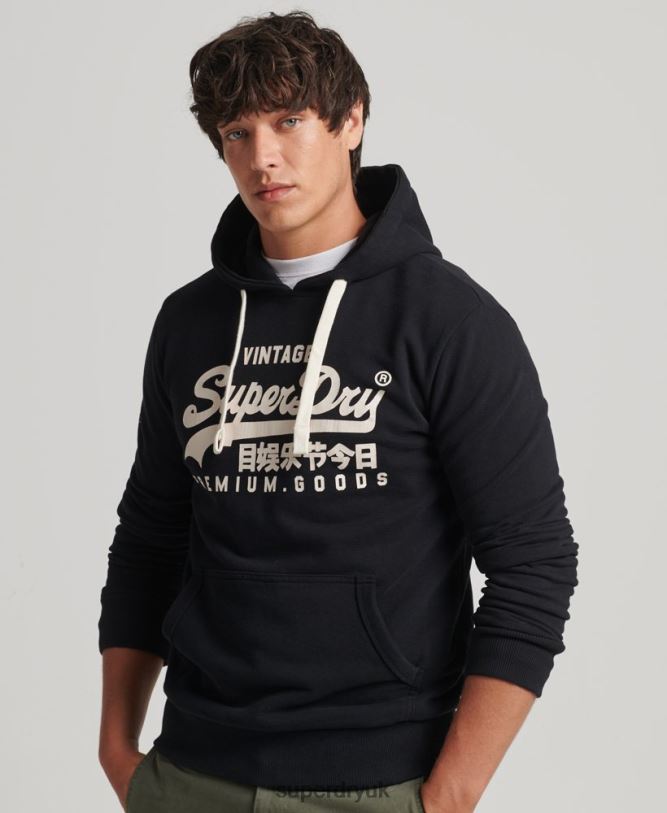 Vintage Logo Heritage Hoodie Men Black Clothing Superdry 66N8N5223