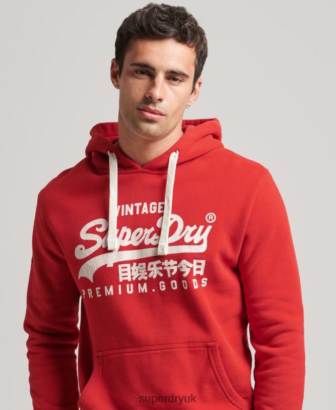 Vintage Logo Heritage Hoodie Men Red Clothing Superdry 66N8N5162