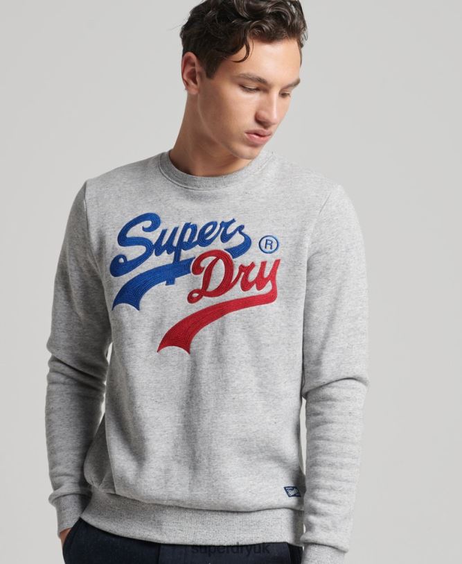 Vintage Logo Interest Crew Sweatshirt Men Grey Clothing Superdry 66N8N742