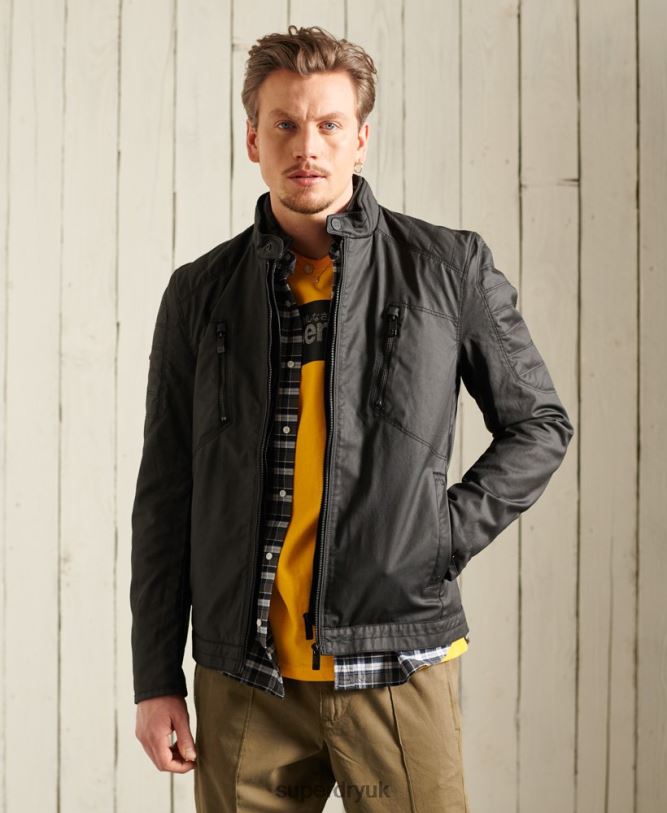 Carbon Biker Jacket Men Black Clothing Superdry 66N8N4688