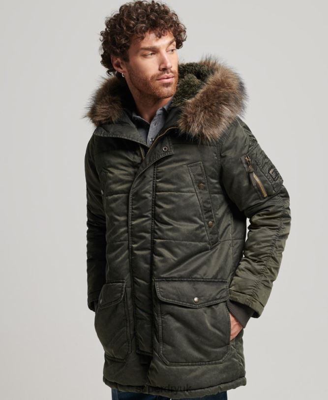 Chinook Parka Jacket Men Khaki Clothing Superdry 66N8N4479