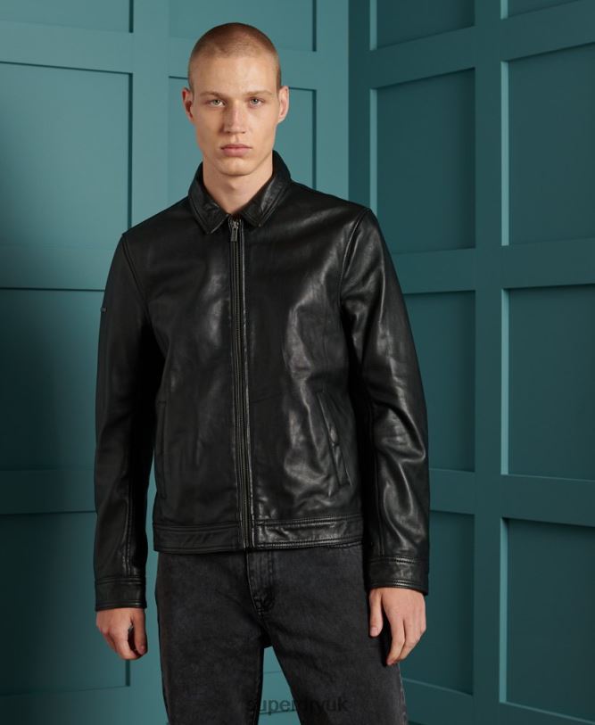 Curtis Light Leather Jacket Men Black Clothing Superdry 66N8N4608