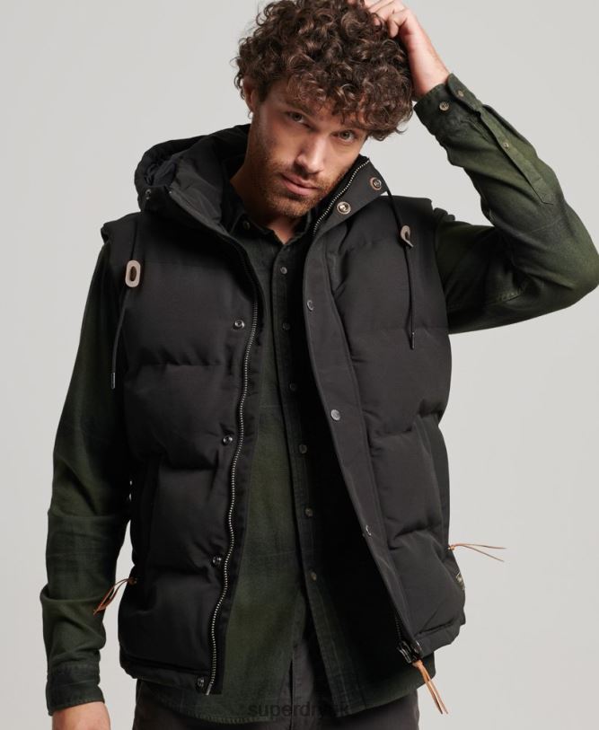 Everest Hooded Puffer Gilet Men Black Clothing Superdry 66N8N929