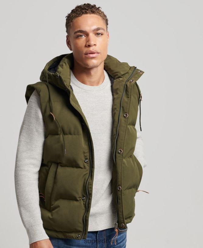 Everest Hooded Puffer Gilet Men Green Clothing Superdry 66N8N1017