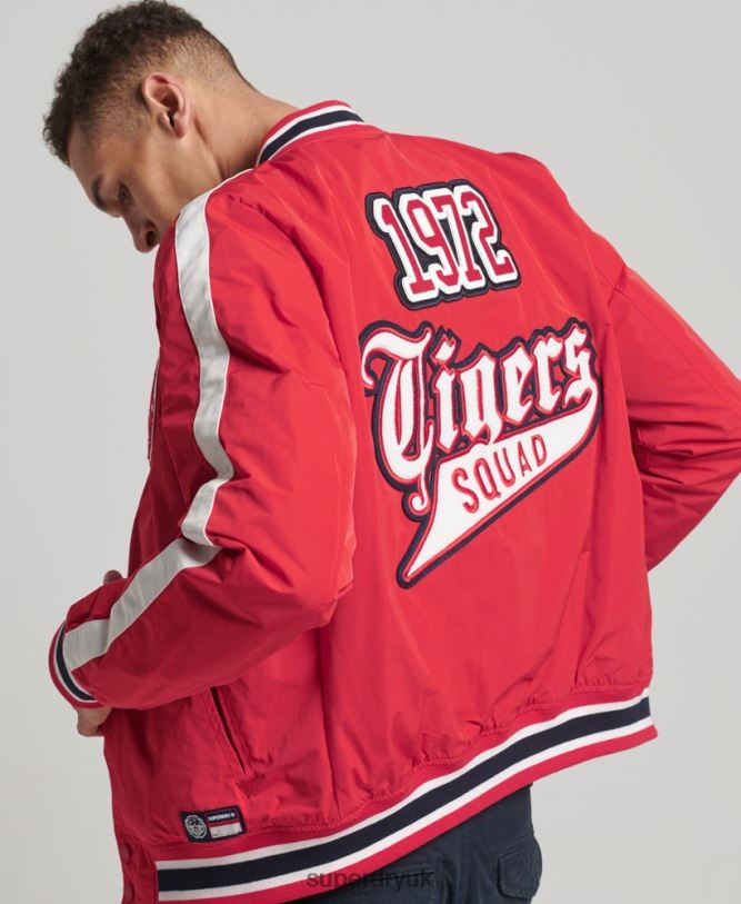 Luxe Collegiate Bomber Jacket Men Red Clothing Superdry 66N8N4612