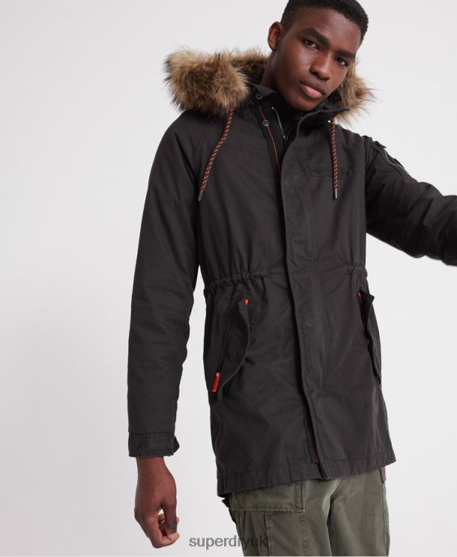 Mountain Rookie Aviator Parka Jacket Men Black Clothing Superdry 66N8N4605