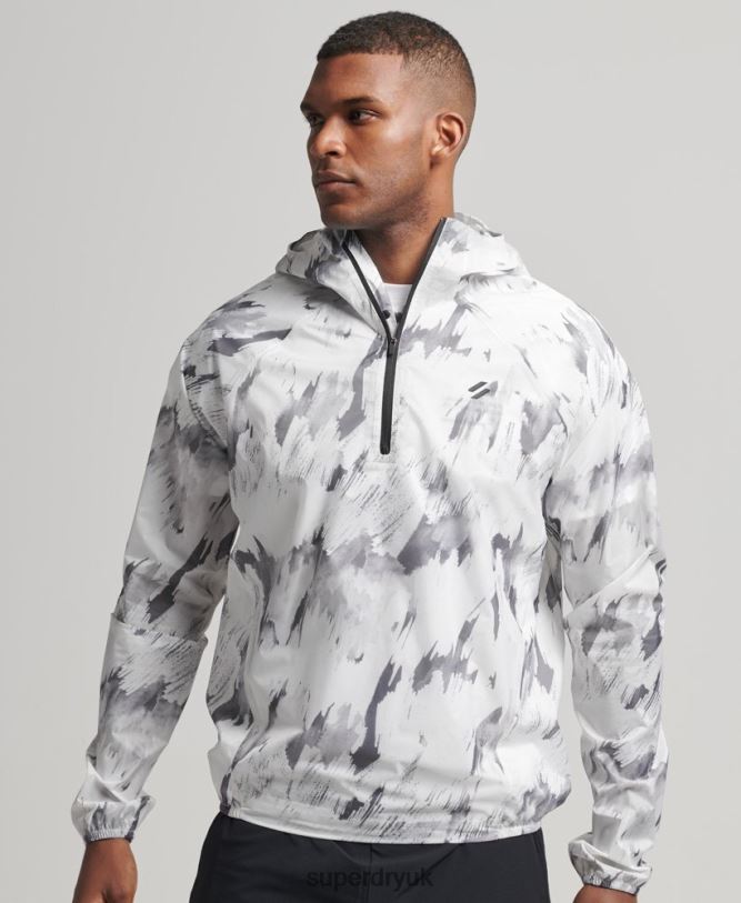 Run Lightweight Waterproof Shell Jacket Men Grey Clothing Superdry 66N8N5401