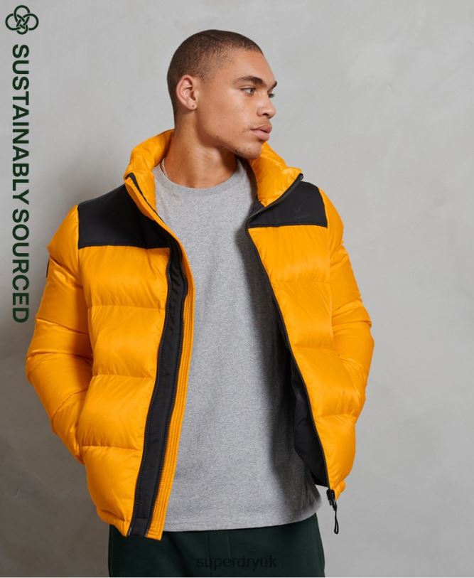 Sportstyle Code Down Puffer Jacket Men Yellow Clothing Superdry 66N8N4507