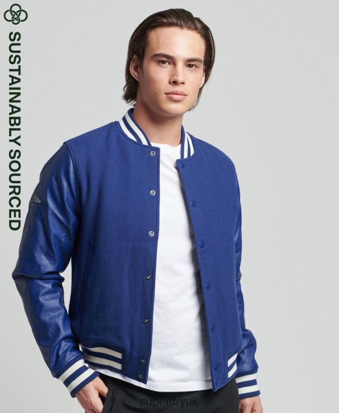 Vintage Varsity Bomber Jacket Men Blue Clothing Superdry 66N8N4721