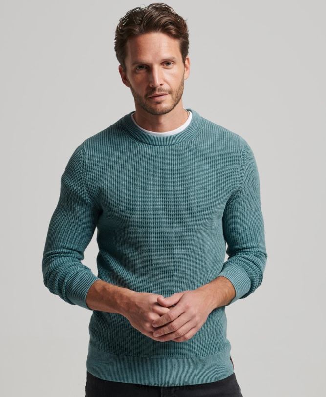 Academy Dyed Textured Jumper Men Blue Clothing Superdry 66N8N1349