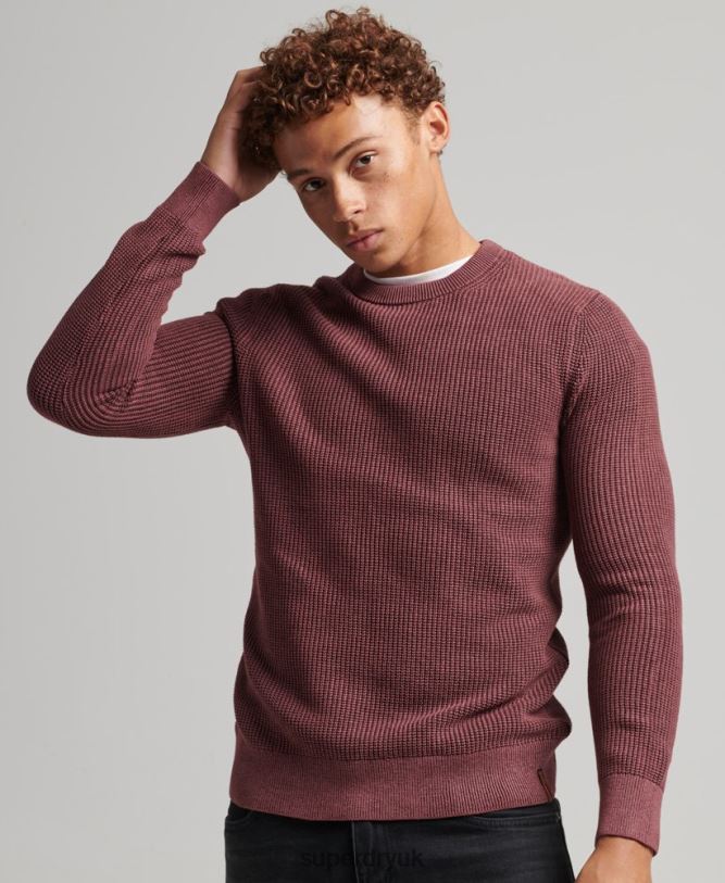 Academy Dyed Textured Jumper Men Red Clothing Superdry 66N8N1348