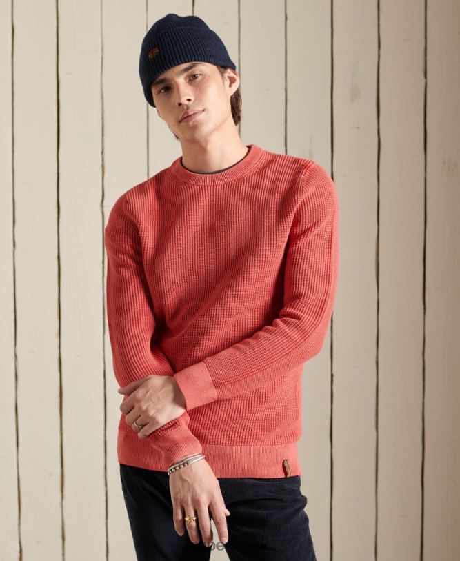 Academy Dyed Textured Jumper Men Red Clothing Superdry 66N8N5300