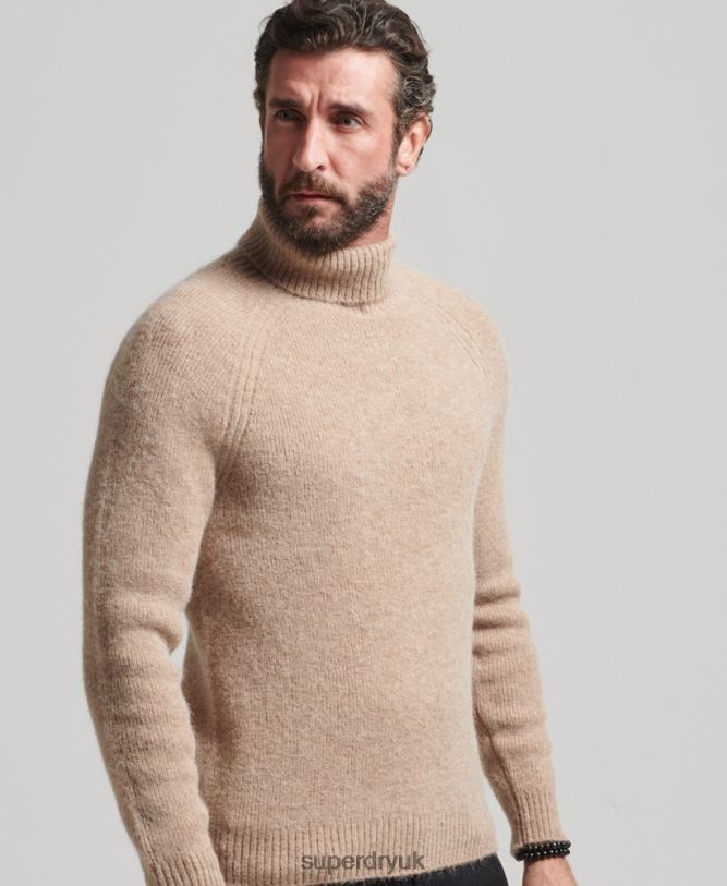 Alpaca Chunky Roll Neck Jumper Men Grey Clothing Superdry 66N8N1276