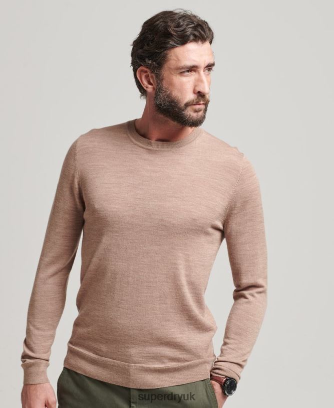 Merino Crew Neck Jumper Men Black Clothing Superdry 66N8N1254