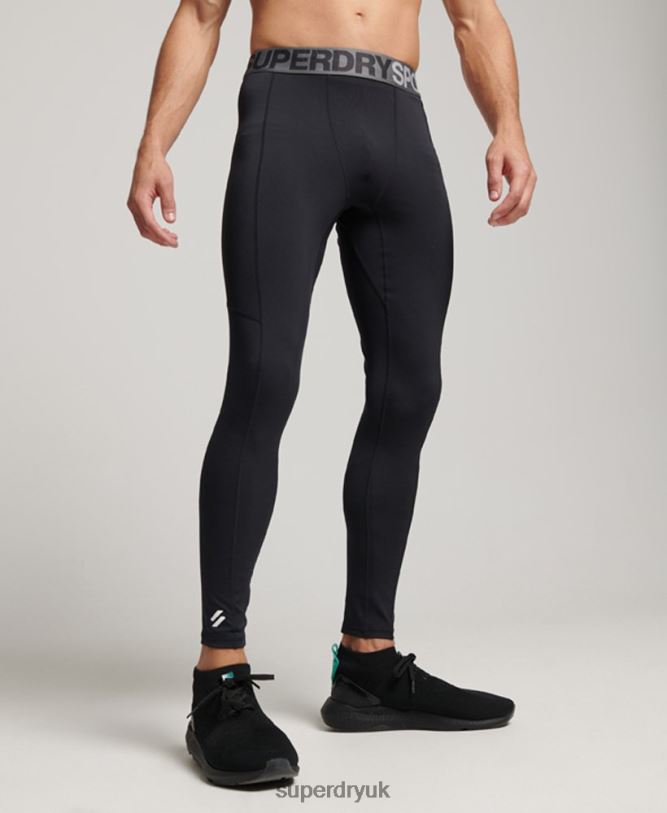 Core Full Length Tight Leggings Men Black Clothing Superdry 66N8N1420