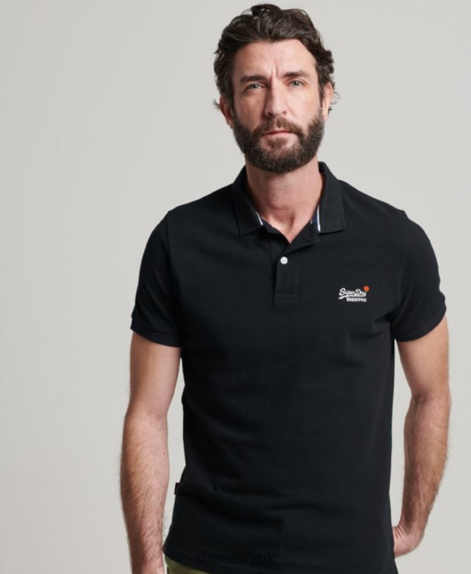 Classic Pique Polo Shirt Men Black Clothing Superdry 66N8N36